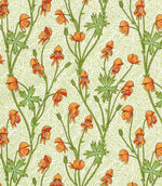 Monkshood Fabric / Tangerine / Sage - Just Fabrics