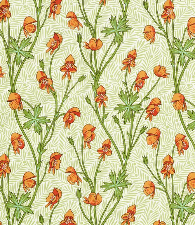 Monkshood Fabric / Tangerine / Sage - Just Fabrics