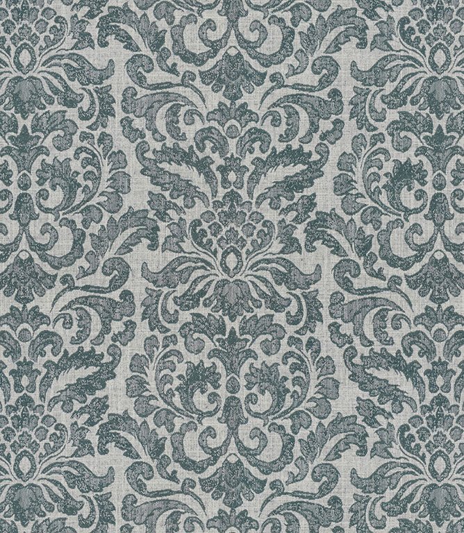 Hazel Damask Fabric / Teal - Just Fabrics
