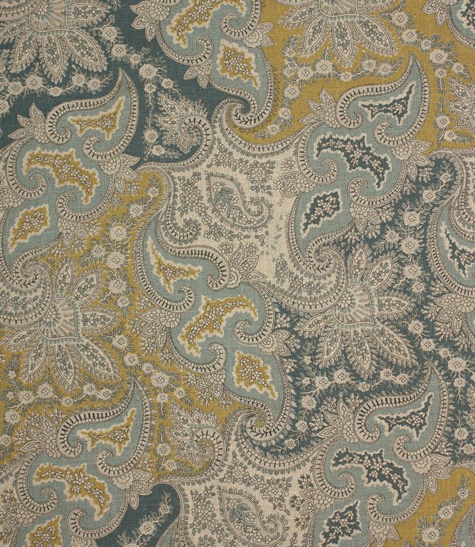 Paisley Garden Fabric / Duck Egg / Indigo - Just Fabrics