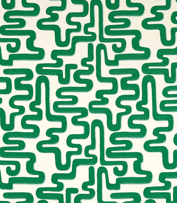 Meander Fabric / Emerald / Aquamarine - Just Fabrics