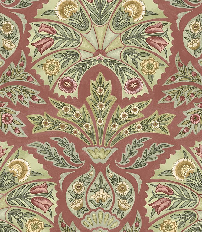 Arabesque FR Fabric / Dark Coral - Just Fabrics