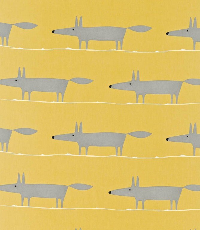 Mr Fox Fabric / Sunflower / Gull / Chalk - Just Fabrics