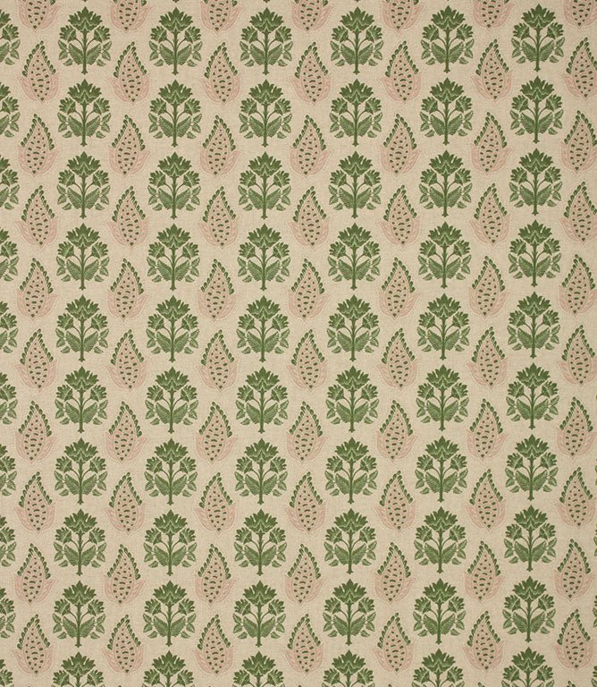 Nora Fabric / Soft Pink / Sap Green - Just Fabrics