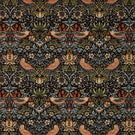 Strawberry Thief Chenille Tapestry Fabric / Black - Just Fabrics