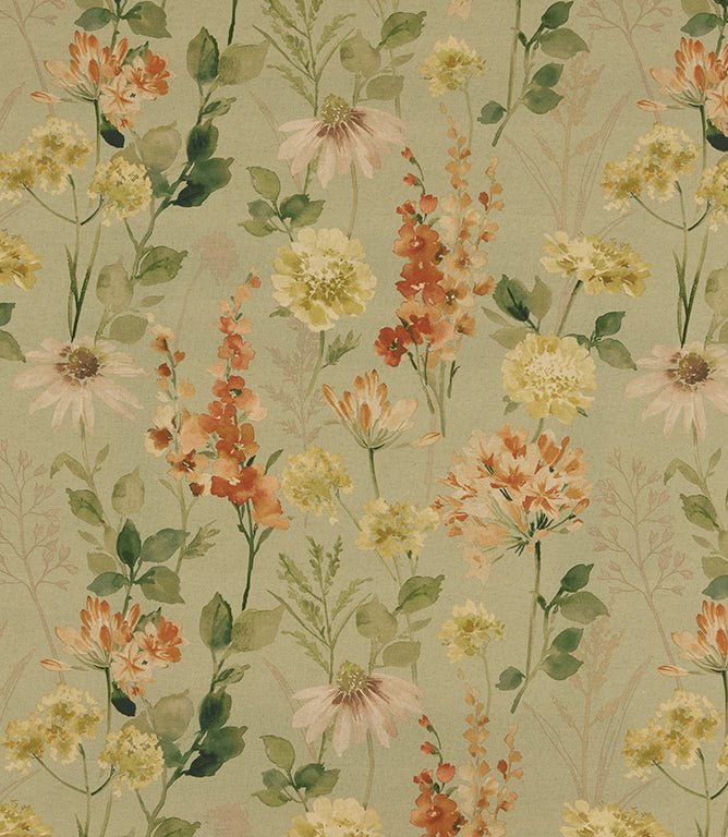 Wild Garden Linen Fabric / Sage - Just Fabrics