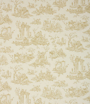 French Toile Fabric / Soft Gold