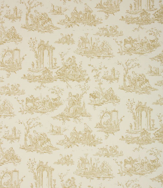 French Toile Fabric / Soft Gold - Just Fabrics