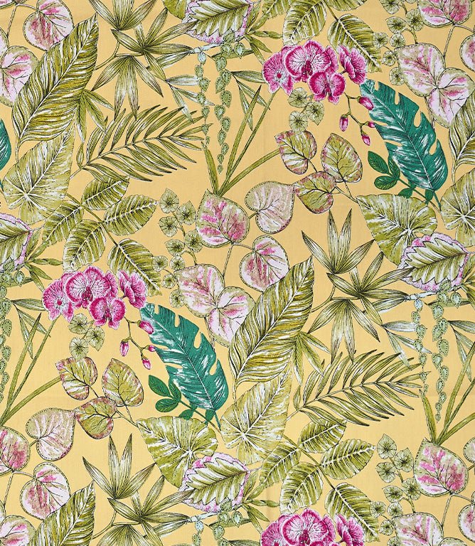 Botanical Outdoor Fabric / Yellow - Just Fabrics