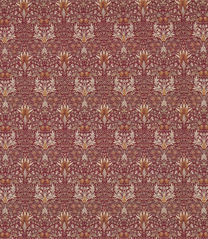 Snakeshead Fabric / Claret / Gold - Just Fabrics