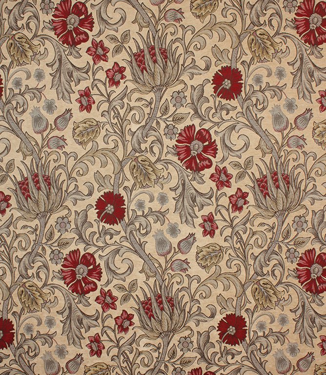 Chalfont Fabric / Red - Just Fabrics