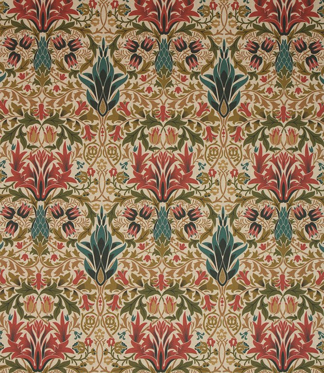 Woodchester Fabric / Indigo / Terracotta - Just Fabrics
