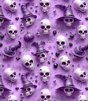 Spellbound Skulls Fabric / Purple