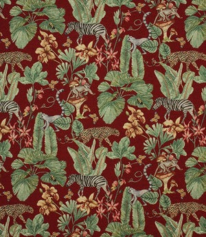 Tropical Forest Tapestry Fabric / Red