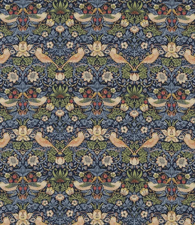 Strawberry Thief Fabric / Indigo / Mineral - Just Fabrics