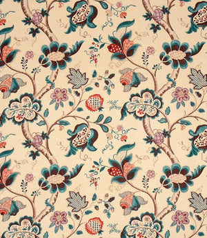Roslyn Fabric / Teal / Cherry