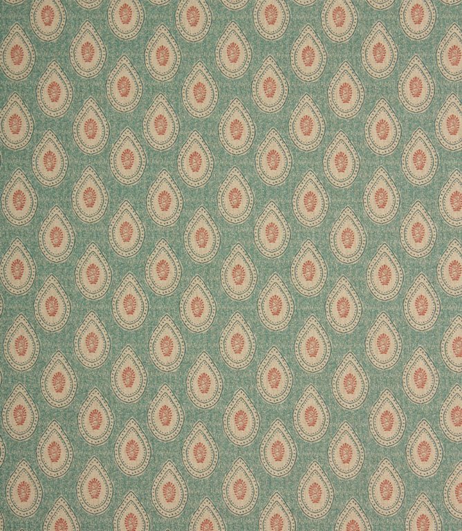 Evie Fabric / Soft Red / Teal - Just Fabrics