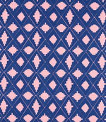 Garden Terrace Fabric / Lapis / Rose - Just Fabrics