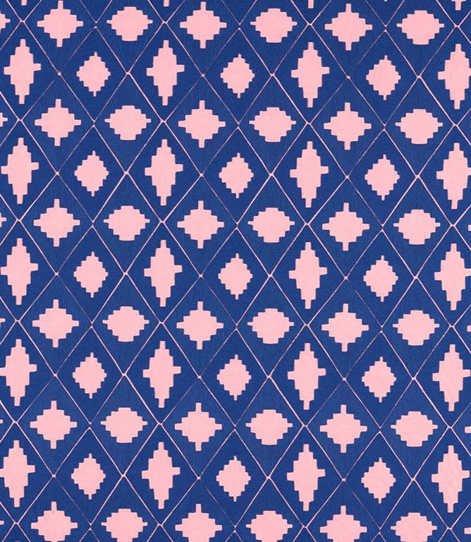 Garden Terrace Fabric / Lapis / Rose - Just Fabrics