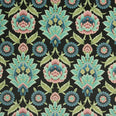 Folk Floral Velvet Fabric / Black