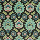 Folk Floral Velvet Fabric / Black - Just Fabrics