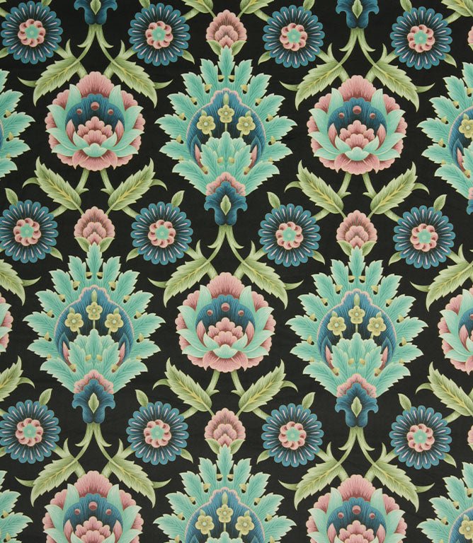 Folk Floral Velvet Fabric / Black - Just Fabrics