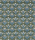 Bellflowers Fabric / Indigo / Thyme - Just Fabrics