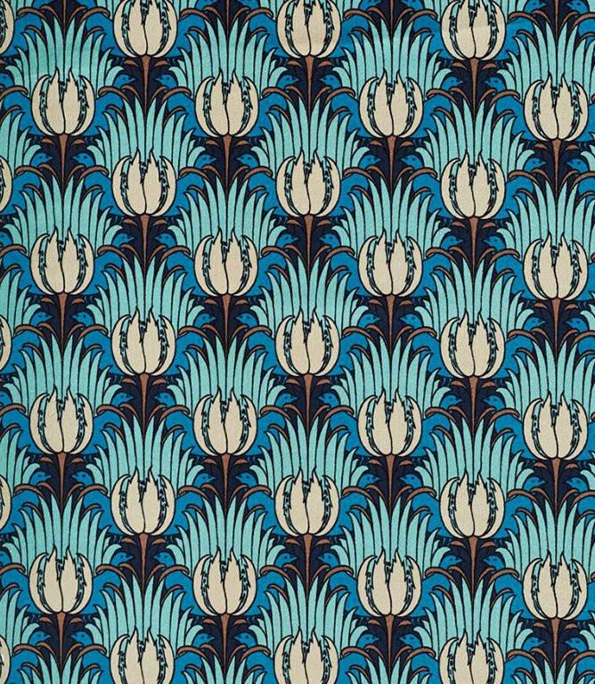 Tulip & Bird Fabric / Opal & Sea Foam - Just Fabrics