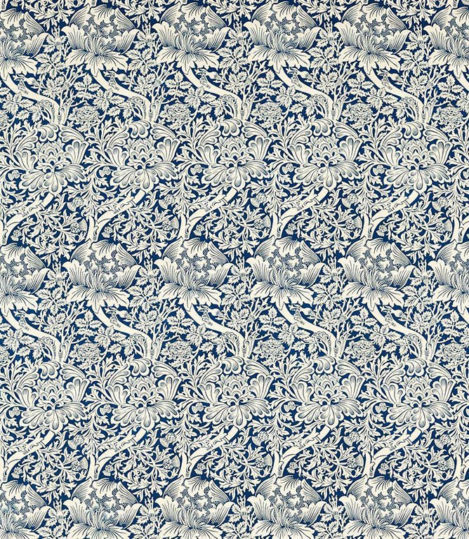 Rose and Thistle Fabric / Indigo - Just Fabrics
