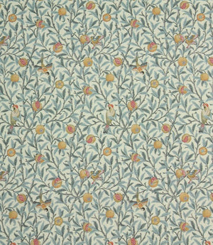 Birds and Pomegranate Outdoor Fabric / Tourmaline
