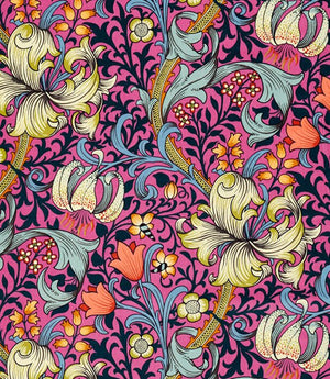 Golden Lily Velvet Fabric / Serotonin Pink