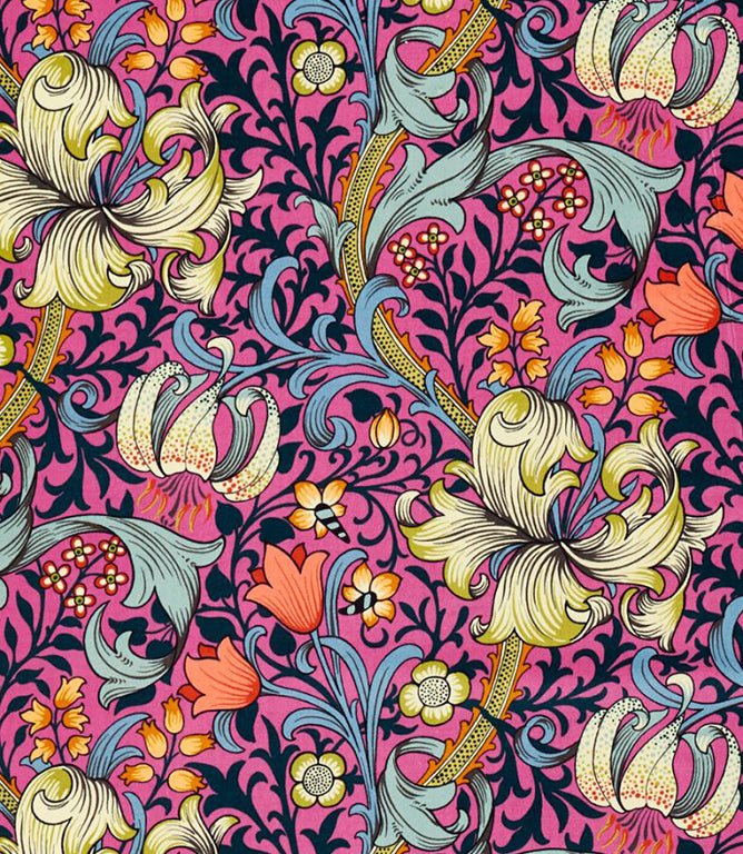 Golden Lily Velvet Fabric / Serotonin Pink - Just Fabrics