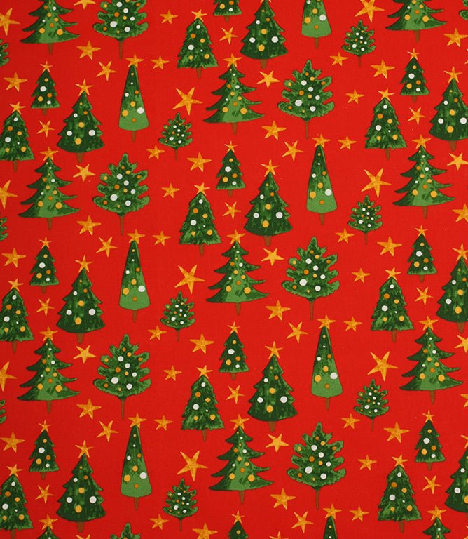Festive Spruce Fabric / Red - Just Fabrics
