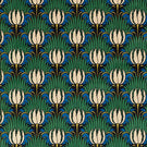 Tulip & Bird Fabric / Goblin Green & Raven - Just Fabrics