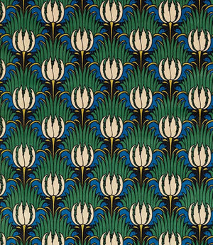 Tulip & Bird Fabric / Goblin Green & Raven
