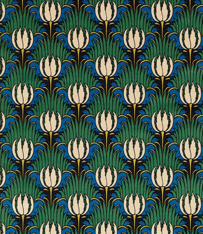 Tulip & Bird Fabric / Goblin Green & Raven - Just Fabrics