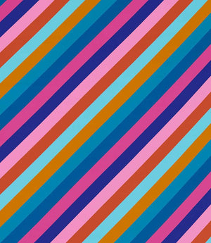 Sherbet Stripe Fabric / Lapis / Spinel / Aquamarine