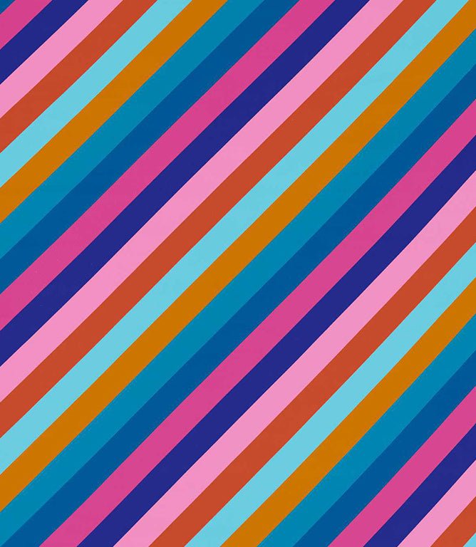 Sherbet Stripe Fabric / Lapis / Spinel / Aquamarine - Just Fabrics