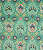 Folk Floral Velvet Fabric / Teal - Just Fabrics