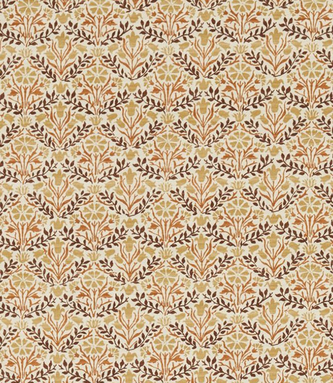 Bellflowers Fabric / Chocolate / Tan - Just Fabrics