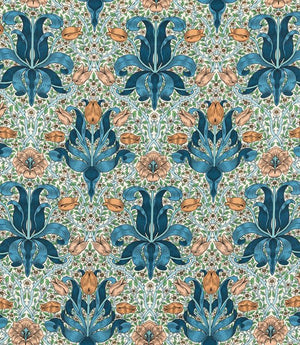 Spring Thicket Fabric / Paradise Blue / Peach