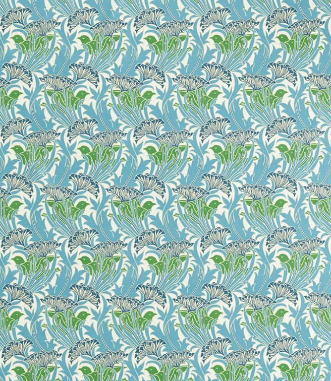 Laceflower Fabric / Garden Green / Lagoon - Just Fabrics