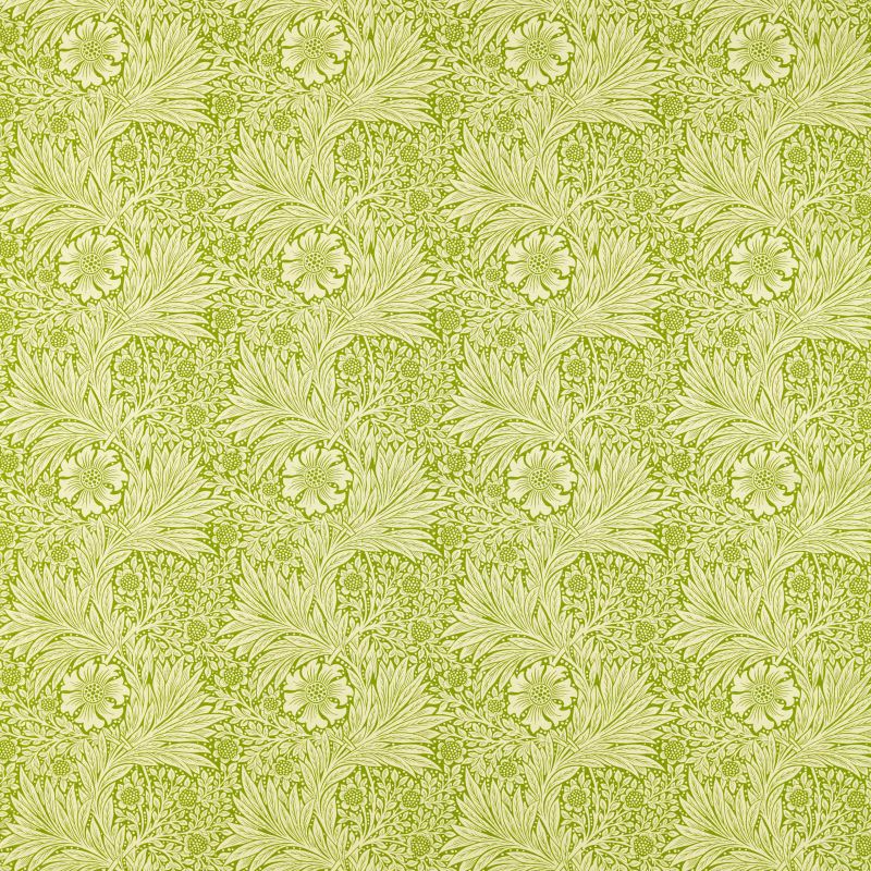 Marigold Fabric / Cream / Sap Green - Just Fabrics
