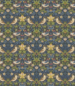 Strawberry Thief Oilcloth Fabric / Navy - Just Fabrics