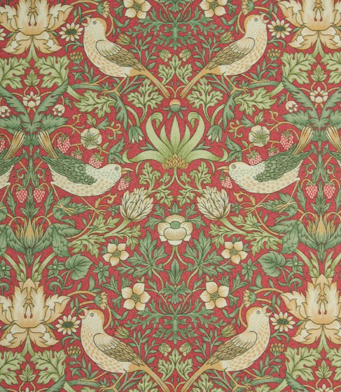 Strawberry Thief Outdoor Fabric / Crimson - Just Fabrics