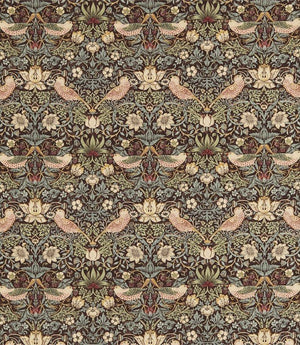 Strawberry Thief Fabric / Chocolate / Slate