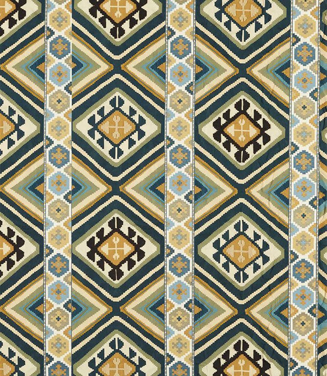 Dorothys Kilim Fabric / Sunflower / Tump Green - Just Fabrics