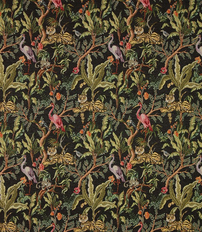 Jungle Tapestry Fabric / Black - Just Fabrics
