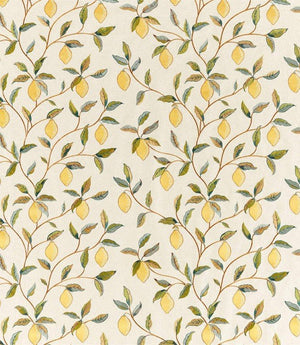 Lemon Tree Embroidery Fabric / Bayleaf / Lemon