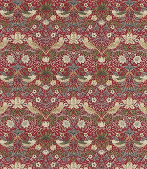 Strawberry Thief Fabric / Crimson / Slate